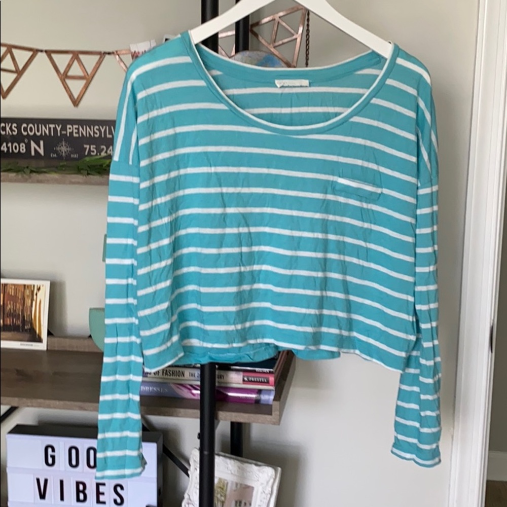Striped long sleeved crop top